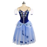 宝蓝色芭蕾宫廷长裙比赛服装，量身定制儿童芭蕾舞台，表演出艺术展示