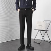 韩版修身垂感小西裤男商务腰带，西装裤子高质量，黑色长裤上班小脚裤