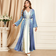 3454中东迪拜晚礼服，套装跨境外贸muslim女装，长袍两件套连衣裙