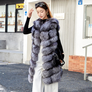 狐狸毛海宁(毛海宁)紫色，皮草外套中长款时尚，马甲韩版圆领大衣反季