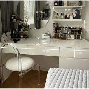 轻奢全实木钢琴烤漆梳妆台现代简约卧室化妆桌奶油白定可制色