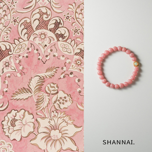 shannai原创「舒皙」天然红纹石手串女款粉，水晶招桃花新中式手链