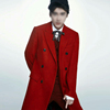 秋冬季羊毛呢子大衣男士双排扣中长款纯色外套休闲简约红色羊绒潮