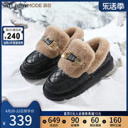 星期六棉鞋2023冬季商场同款毛毛豆豆鞋加绒保暖雪地靴MD34112001