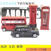 英国伦敦红色双层巴士，模型老爷车电话亭邮筒，转笔欧式英伦风摆件