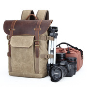 佳能尼康双肩摄影包单反相机包防水(包防水)蜡染帆布复古时尚数码相机背包