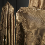 金棕色枫叶丝绸缎布料 垂顺旗袍打底衬衫马面裙子 服装设计师面料