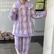 pinkgrape女士套装韩版绒料加厚保暖睡衣家居外出服23秋冬