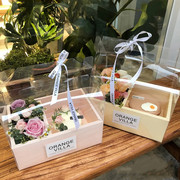 鲜花蛋糕礼盒透明手提水果，花盒网红礼物，盒情人节花盒伴手盒