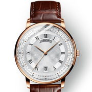  手表品牌瑞士全自动机械表皮带男商务真皮精钢日历国产腕表