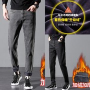 灰色做事工装都市时尚韩版中腰加厚植绒暖和品质大码90后牛仔男裤