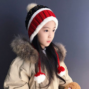 秋冬季韩版儿童毛线帽子女，加绒加厚保暖护耳中大童可爱绒线针织帽