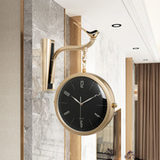 北欧时尚创意双面挂钟客厅个性，轻奢钟表现代简约家用静音挂墙