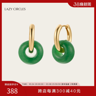 lazycircles彩色圆珠耳饰，甜甜圈马来玉仿翡翠，耳环玛瑙耳坠小众