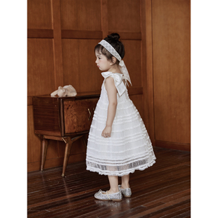 naixibaby|超美生日裙!女童，蕾丝刺绣连衣裙法式白色公主礼服裙