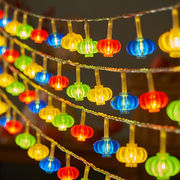 新年红灯笼中国结福字，小彩灯闪灯串灯满天星，装饰春节家用过年布置