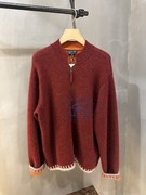 香港專櫃代購agnesb羊毛混纺，拉链毛衣外套纯色羊毛大衣23秋冬女