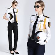 秋季女船长制服飞行员衬衫海员短袖白衬衣夜店演出服保安服表演服