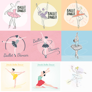 手绘芭蕾舞插画 卡通优美舞蹈人物海报背景 AI格式矢量设计素材