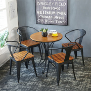 铁艺户外桌椅组合套件庭院露阳台花园咖啡厅休闲防腐塑木室外桌椅