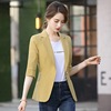 黄色小西装外套女2023春夏韩版气质短款小个子网红休闲七分袖西服