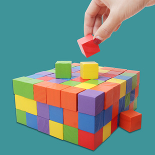 正方体积木数学教具正方形积木，小方块木头块状积木小学生模具模型