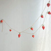 仿真草莓藤条可爱少女心假花水果串装饰绢花室内壁挂花卉卧室摆设