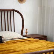 北欧简约纯实木床日式原木床，黑z胡桃木，橡木床1.8米双人床卧室婚