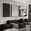 现代简约抽象客厅，装饰画艺术黑白沙发背景墙，壁画高级感轻奢挂画