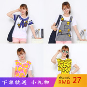 韩版夏季可爱卡通短袖女学生修身纯棉t恤显瘦百搭网红潮上衣
