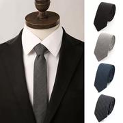 羊毛领带男潮黑色韩版正装商务懒人拉链式免打休闲结婚灰小窄版细