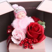 香皂花创意礼盒七夕情人节送女友母亲生日项链首饰盒玫瑰花保鲜花