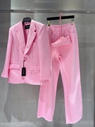 k牌白色粉色紫色西服翻领长袖宽松版高品质彩色外套上衣