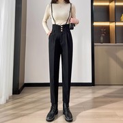 高级感背带裤女2024春秋设计感小众高腰百搭西装，小脚裤吊带裤