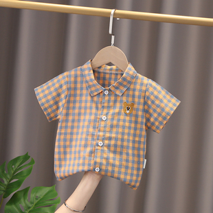 男童短袖衬衫夏薄款洋气衬衣，中小童儿童休闲卡通，0-4岁可爱单件潮