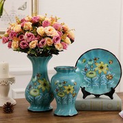 欧式摆件陶瓷花瓶三件套大号，家居电视柜n装饰品，客厅花插结婚
