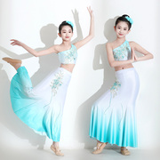 2024傣族舞演出服孔雀舞女童少儿表演西双版纳斗笠民族演出服