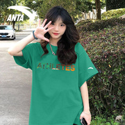 安踏短袖t恤女士夏季学生韩版宽松圆领洋气印花百搭上衣潮流女装