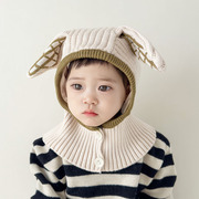 宝宝冬季围巾帽子一体护耳儿童毛线帽时尚防风保暖男童女孩针织帽