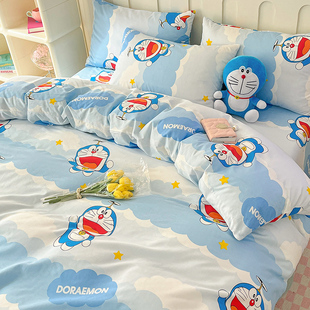 哆啦A梦儿童四件套纯棉100全棉卡通床单被套叮当猫宿舍床上三件套