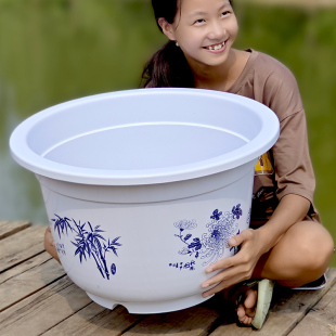 花盆塑料超大码加厚荷花睡莲养鱼缸无孔水培，特大仿陶瓷户外种果树