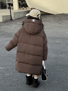 韩国童装儿童羽绒服中长款过膝加厚冬装男童女童，宝宝学生洋气外套