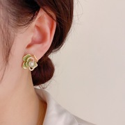 DXK 清新美人 s925银针微镶锆石花朵耳钉百搭小众设计感耳环耳饰