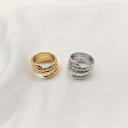 青岛饰品欧美外贸小众气质个性多层金属几何净面蛇形戒指指环女