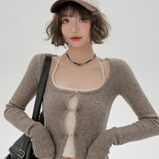 Girlyhalo美式复古吊带开衫两件套2024设计感修身显瘦套装