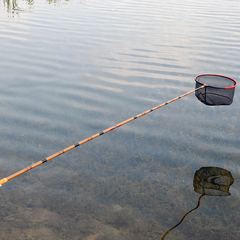 江湖川仿竹日式并继抄网超轻硬玉柄插节碳素抄网杆2.1米2.7米网兜