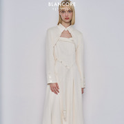 设计师品牌BLANCORE2023秋季甜美镂空两件套花苞感连衣裙