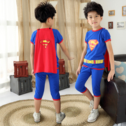 男童超人童装夏装儿童，卡通薄款两件套夏中小童夏季纯棉蜘蛛侠套装