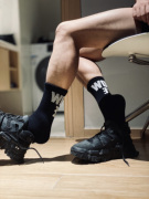 3双 D.M男袜 高品质纯黑运动毛圈加厚袜子时尚休闲百搭基础中筒袜