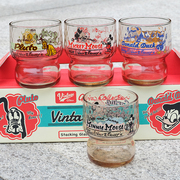 日本制石塚硝子迪士尼锤目纹复古卡通玻璃杯米奇水杯果汁牛奶杯子